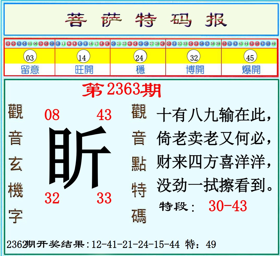  菩萨特码报