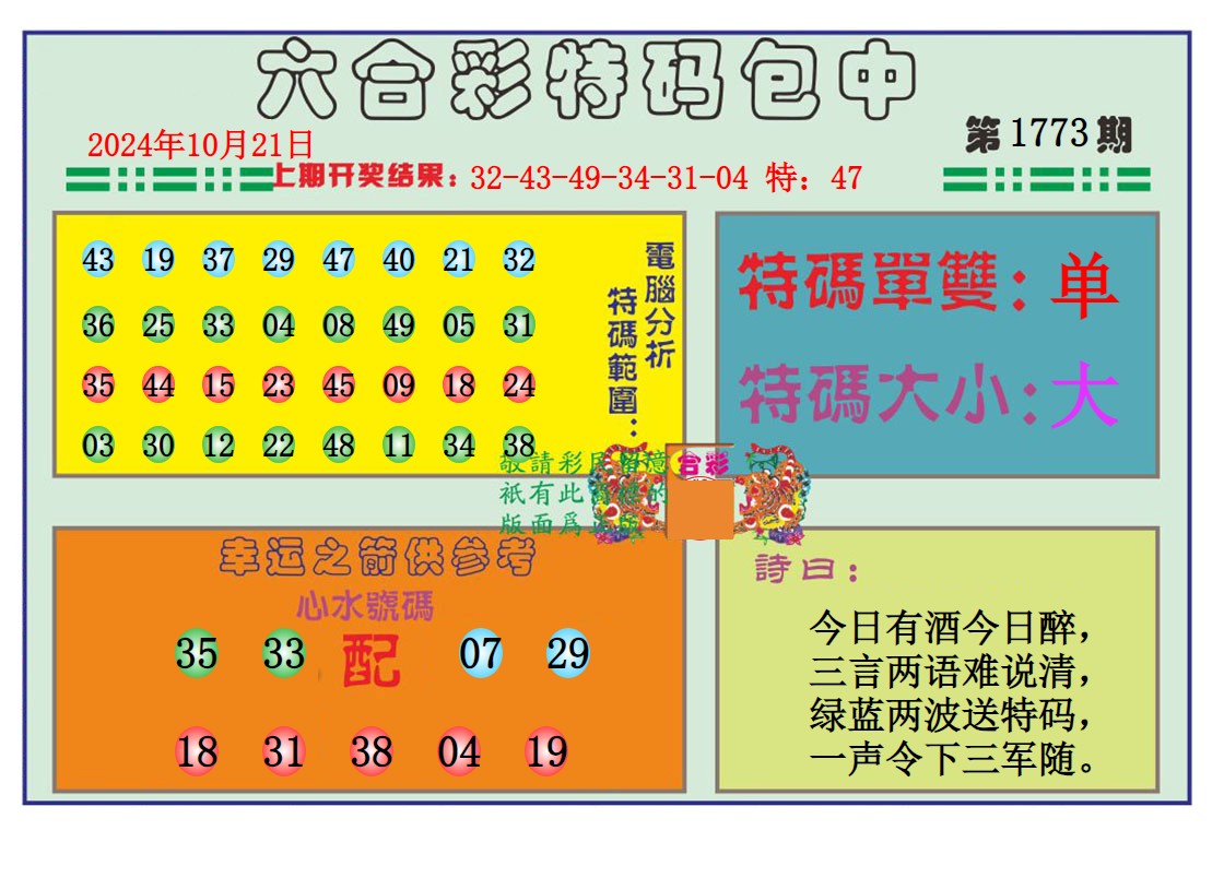  六合彩特码包中A 01